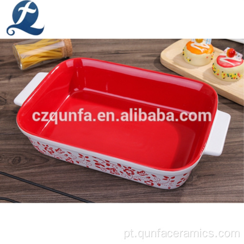 Personalizado decorar conjunto de Bakeware de cerâmica com alça